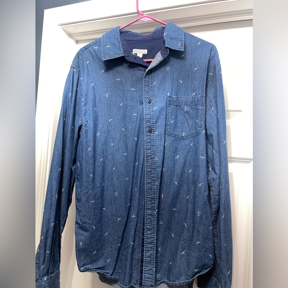Men’s L Jean Casual Button-Down Shirt Merona